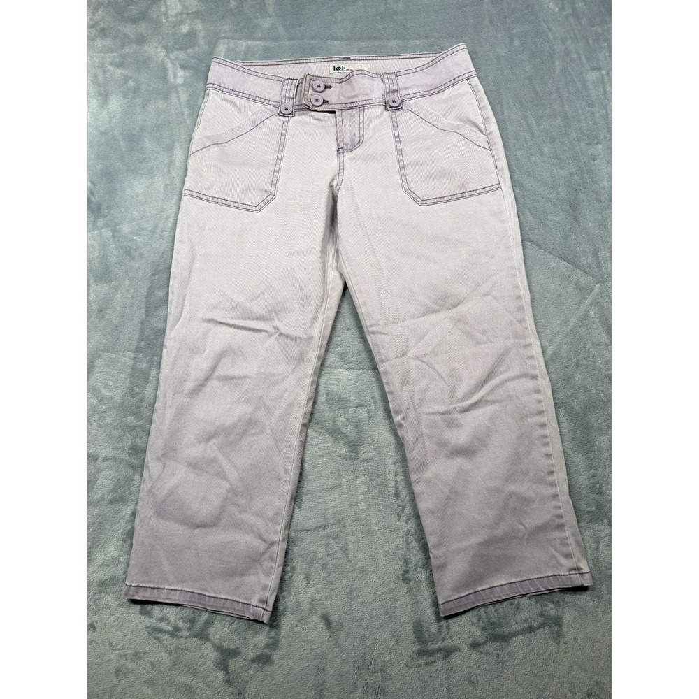 Vtg L.e.i. Crop Pants Womens 7 Purple Cotton Stretch Mid Rise Retro Streetwear